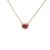 Necklace: D shaped polished watermelon tourmaline necklace