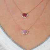 Necklace: D shaped polished watermelon tourmaline necklace