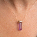 Purple Flourite Polished Pendant with 3 row diamonds