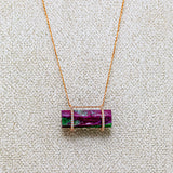 Natural Ruby Zoisite pillar necklace