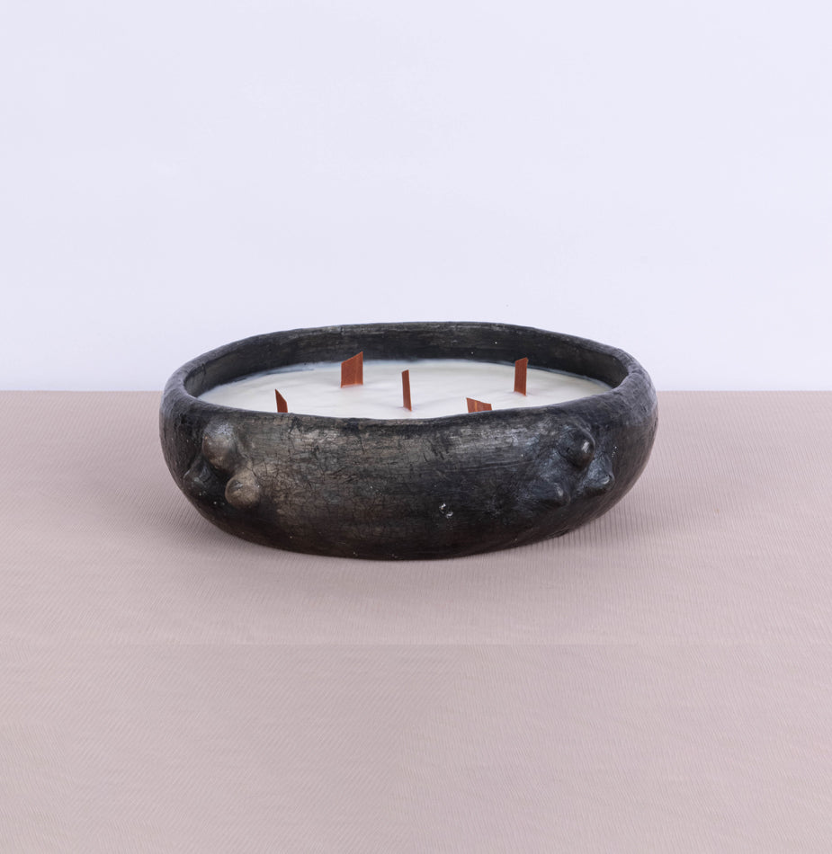 Large Black Sejnane Candle with tryptic dots - Fastoun