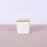 Large square white concrete box with gold leaf lid - Fastoun