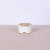 Small white round concrete box with vegetal rope lid - Fastoun
