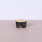 Small black round concrete box with gold leaf lid - Fastoun
