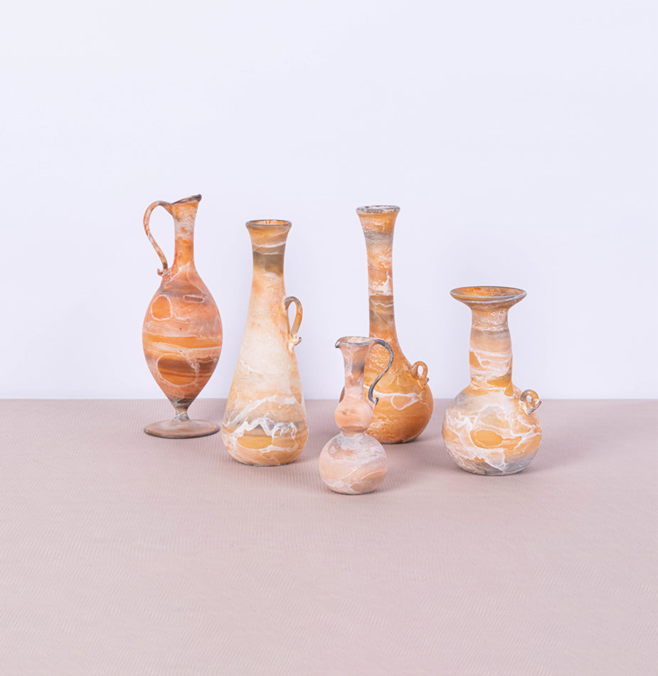5 Pcs Orange Featherlight handblown collection - Fastoun