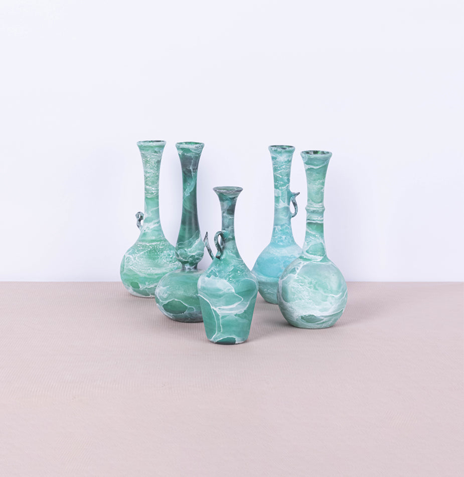 5 Pcs Green Featherlight handblown collection - Fastoun