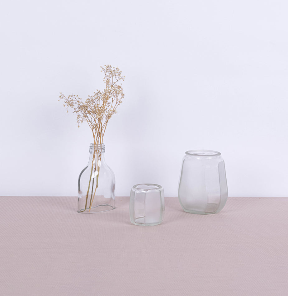 3 Pcs Frosted vessels/clear bottle top Set - Fastoun