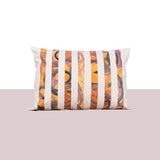 Large Hand painted striped canvas cushion in light orange - Fastoun