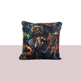 Square hand painted canvas cushion - Fastoun