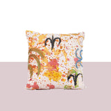 Square hand painted canvas cushion in yellow - Fastoun