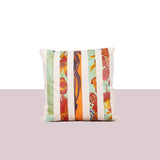 Square striped hand painted canvas cushion - Fastoun