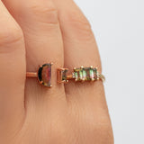 3 bi-color Watermelon Baguettes stone ring