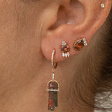 Earring Teardrop shape  watermelone tourmaline  with 3 diamonds on side