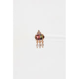 Earring Bi-color Oval  tourmaline stone with  dangling stones