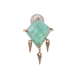 Stud dangling earring: Sea green hue tourmaline stone with dangling triangles