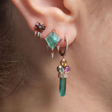 Stud dangling earring: Sea green hue tourmaline stone with dangling triangles