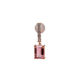 Short diamond stick with dangling rectangle bicolor pink tourmaline