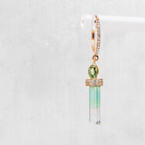 Watermelon tourmaline crystal pencil with green sapphire