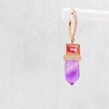 Red tourmaline baguette and Amethyst stone