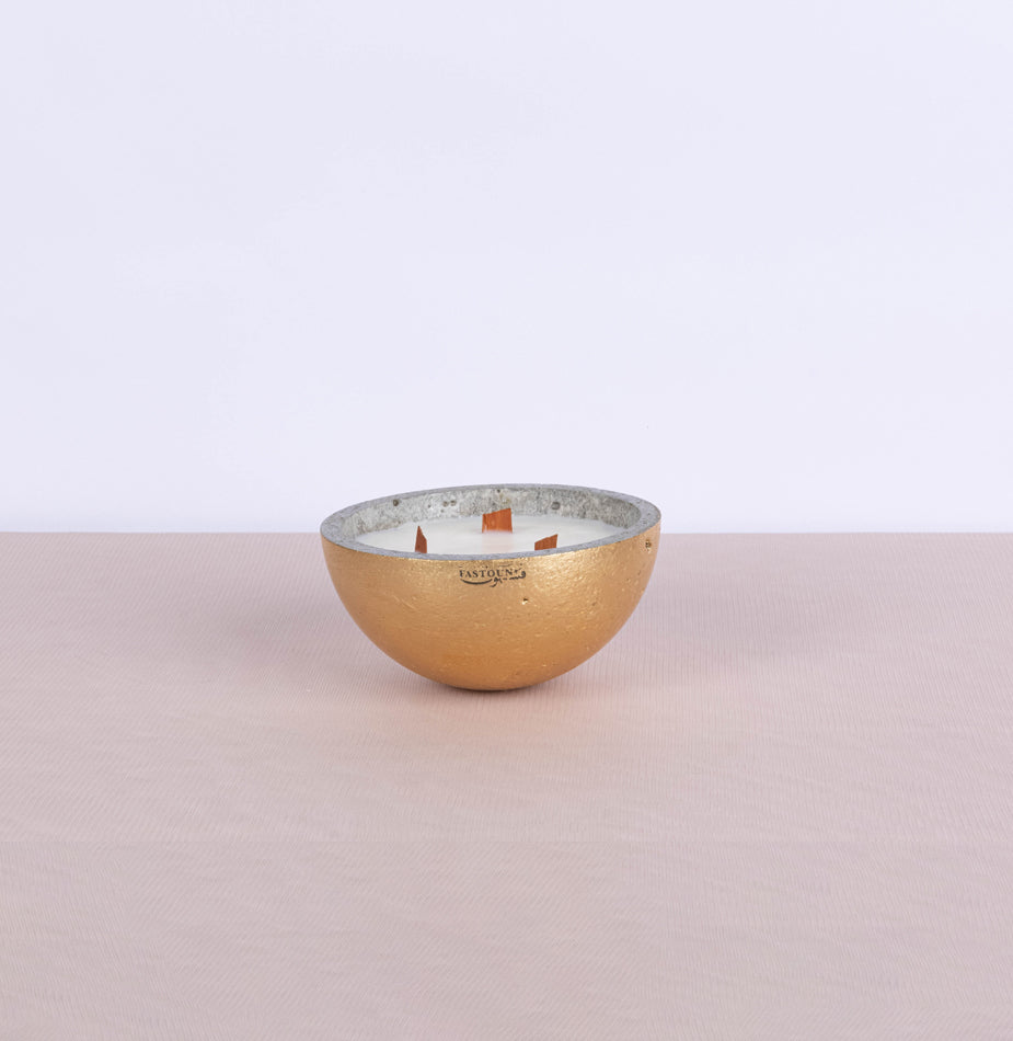 Medium concrete bowl filling covered in gold leaf - Fastoun