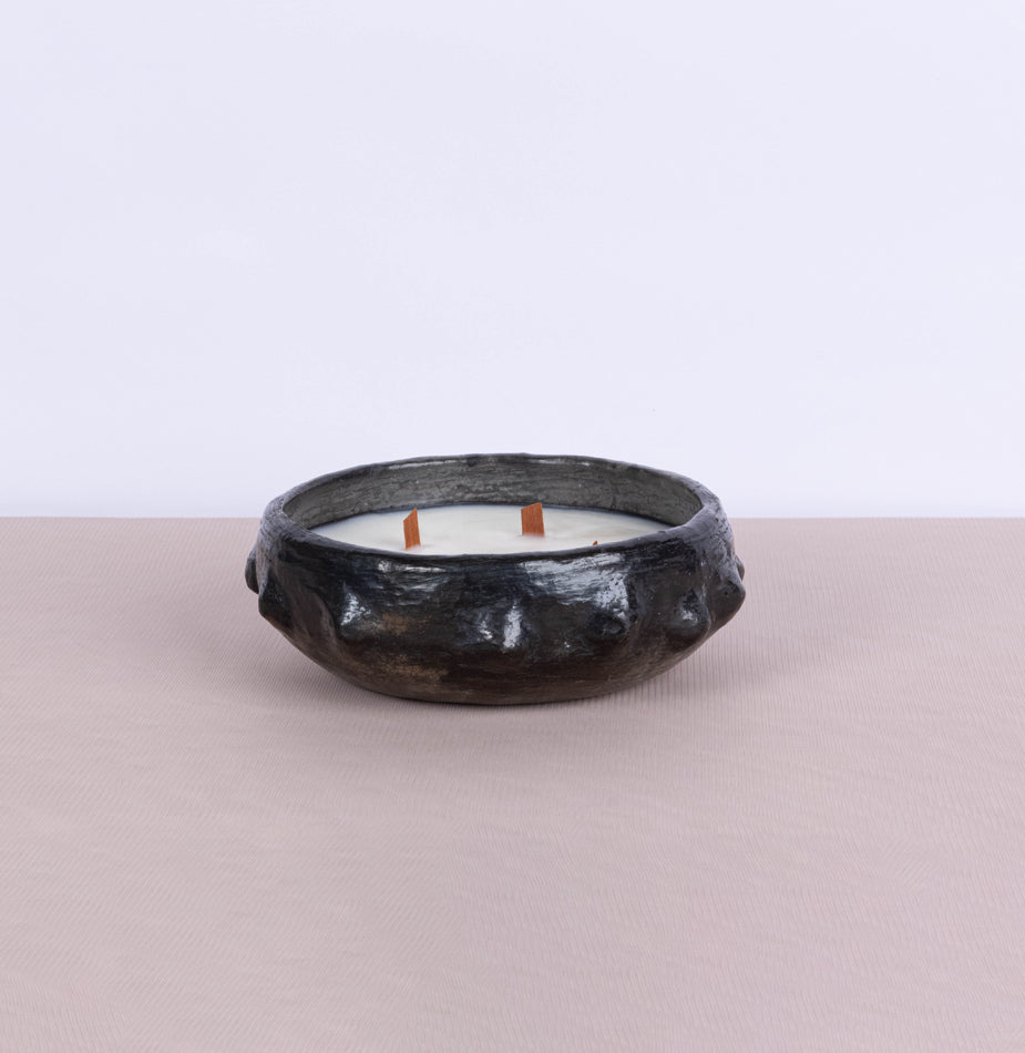 Black Sejnane Candle with textured surface 2 - Fastoun