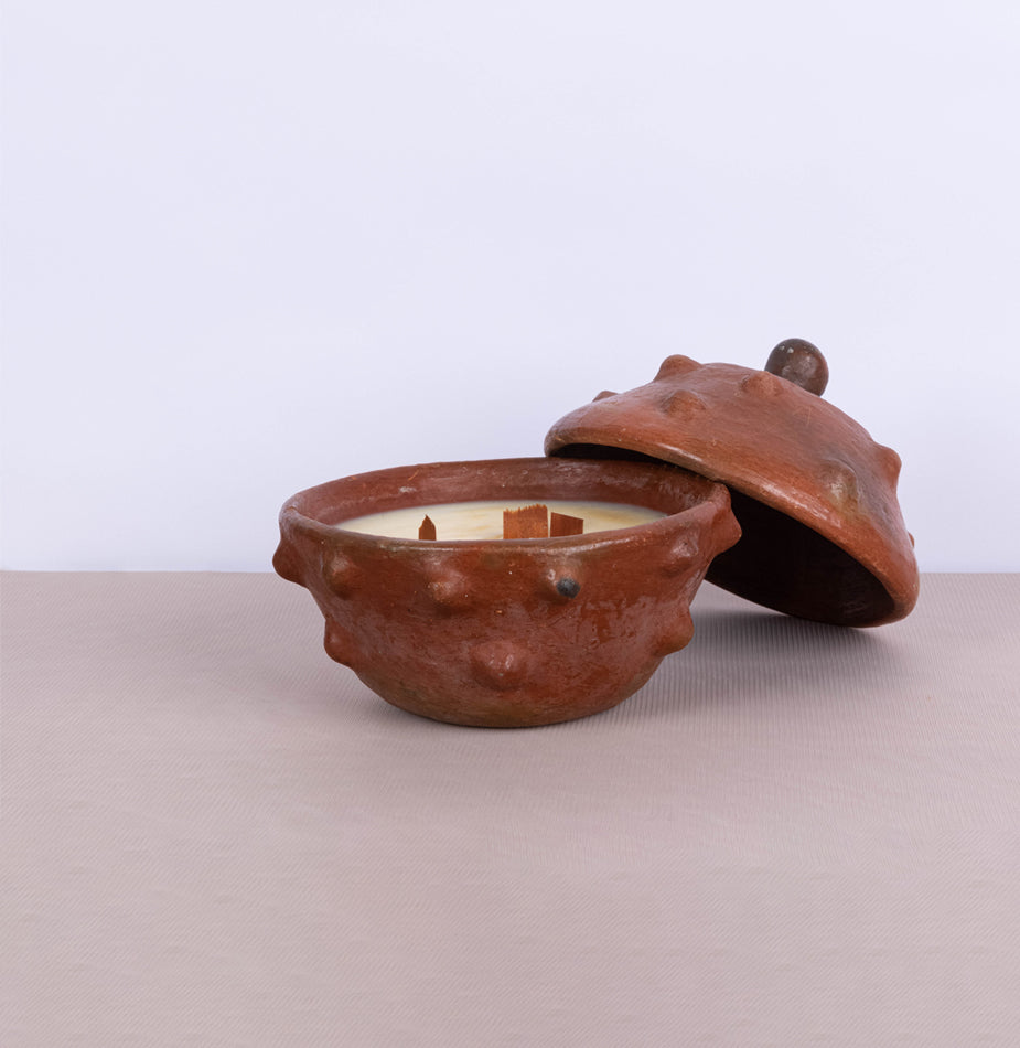 Large Terracotta Sejnane Candle with Lid - Fastoun