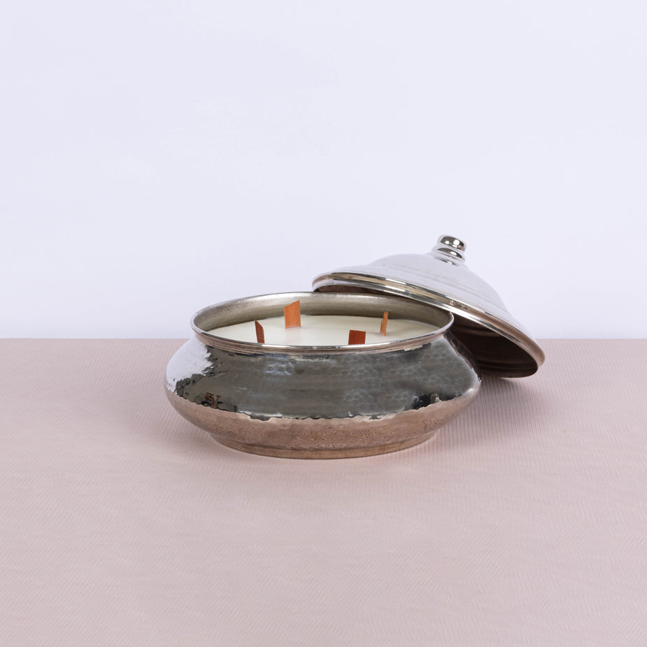 Hand-Hammered Silver Bonbonniere Candle - Fastoun