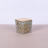 Large square concrete box with graffiti in copper and gold leaf lid - Fastoun