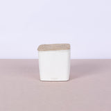 Large square white concrete box with vegetal rope lid - Fastoun