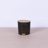 Large round black concrete box with vegetal rope lid - Fastoun