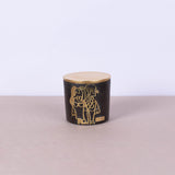 Large round black concrete box with graffiti in copper and gold leaf lid - Fastoun