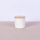 Large round white concrete box with gold leaf lid - Fastoun