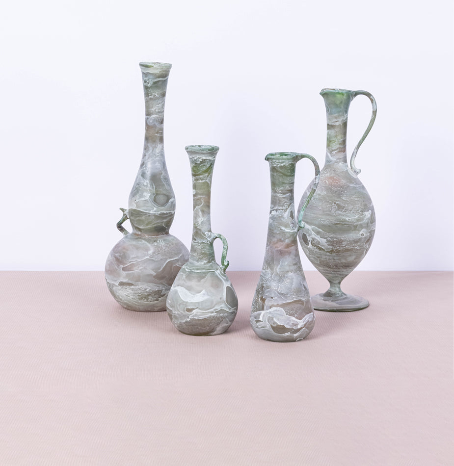 4 Pcs Desert Green Featherlight handblown collection - Fastoun