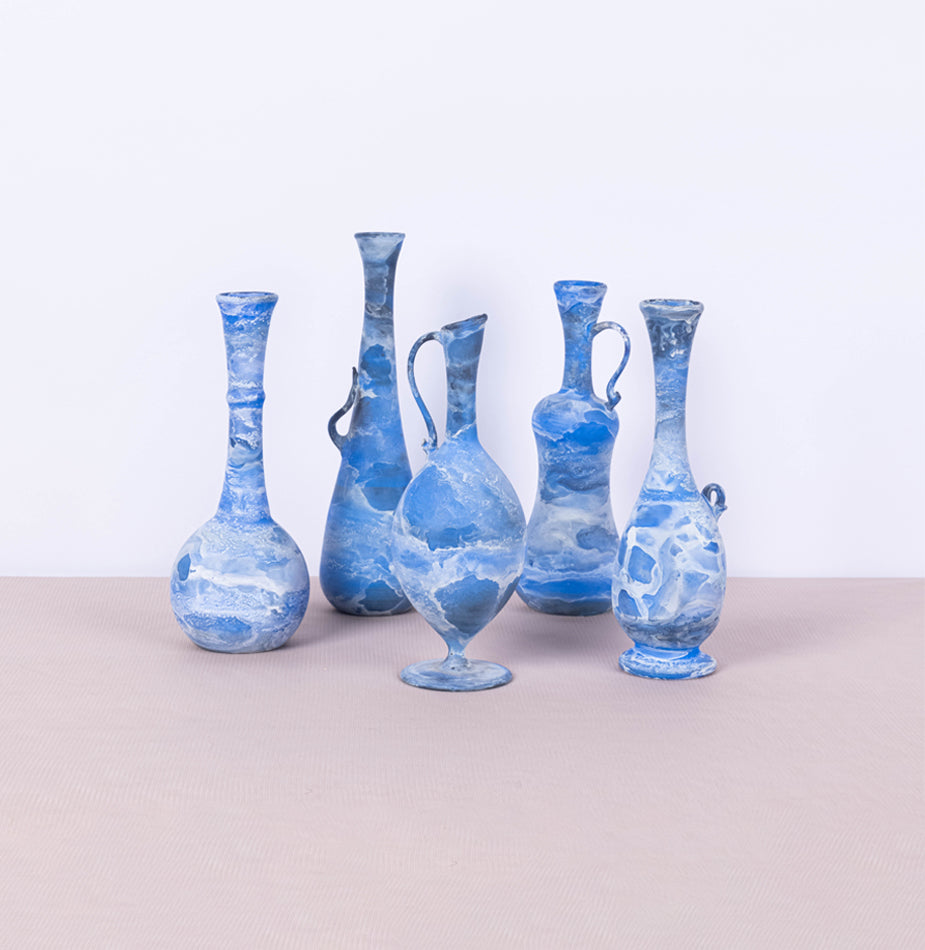 5 Pcs Sky Blue Featherlight handblown collection - Fastoun