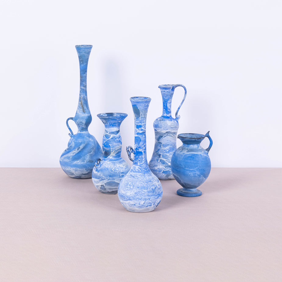 5 Pcs Sky Blue Featherlight handblown collection 2 - Fastoun