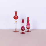 Red Embellished candle holder Set 4 - Fastoun