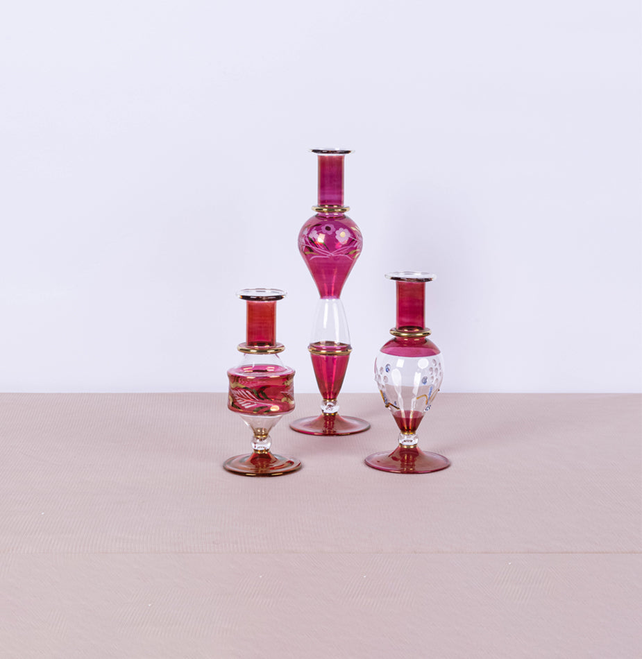 Red Embellished candle holder Set 1 - Fastoun