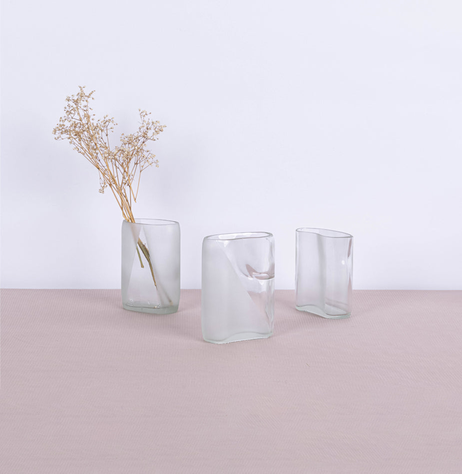 3 Pcs Frosty glass with slanted necks Set - Fastoun