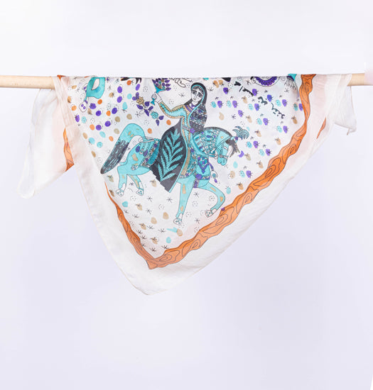 Antar & Abla Purple Silk Scarf - Fastoun