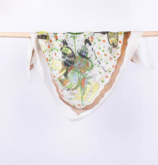 Antar & Abla Green Silk Scarf - Fastoun