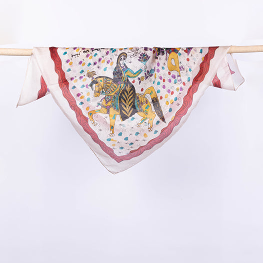 Antar & Abla Nude Silk Scarf - Fastoun