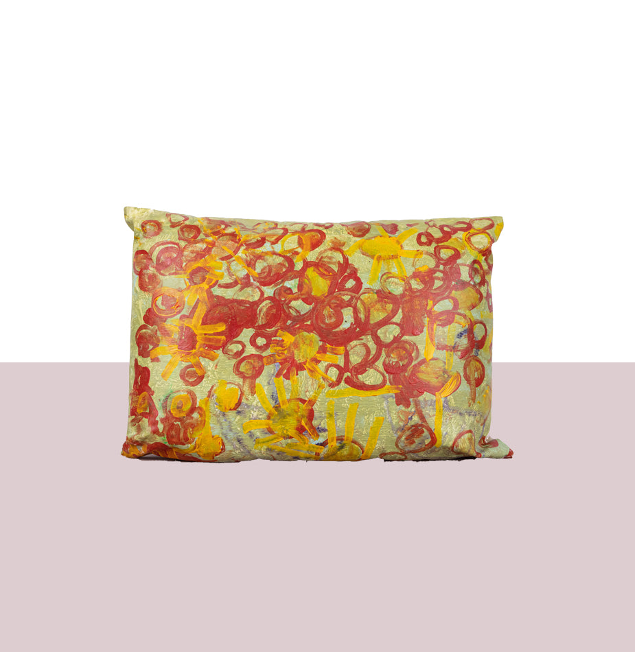 Large Hand painted sunshine canvas cushion - Fastoun
